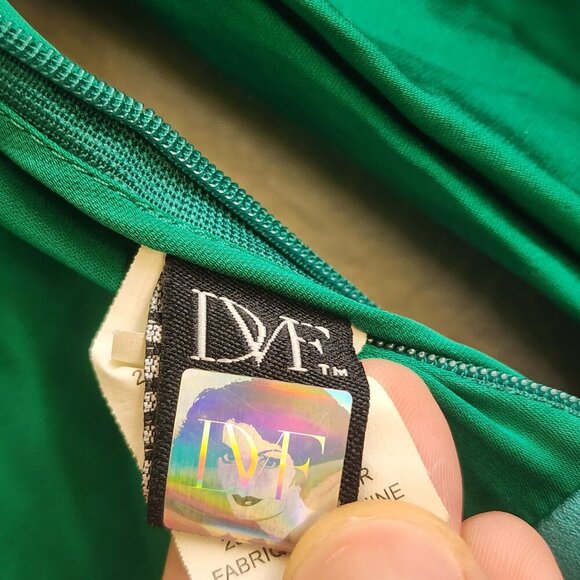 Diane von Furstenberg Dress Womens 2 Green Blue Evelina Long Sleeve Silk Skater - Picture 9 of 15